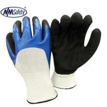 NMSAFETY 13 gauge 3/4 coated sandy nitrile anti light water work industrial gloves EN388 2016 4121X